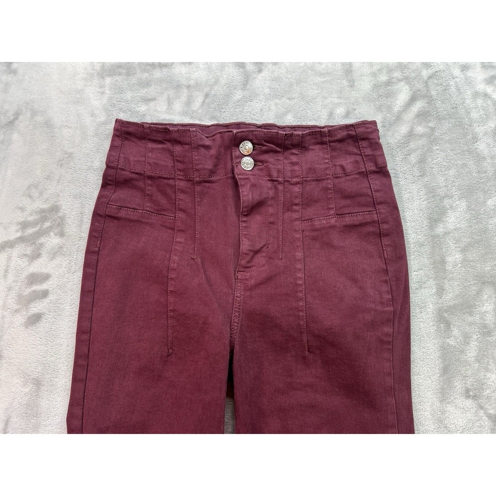 Forever 21 Womens Jeans Sz 28 Burgundy Pocketless Flare High Rise Stretch Boho - Picture 3 of 12